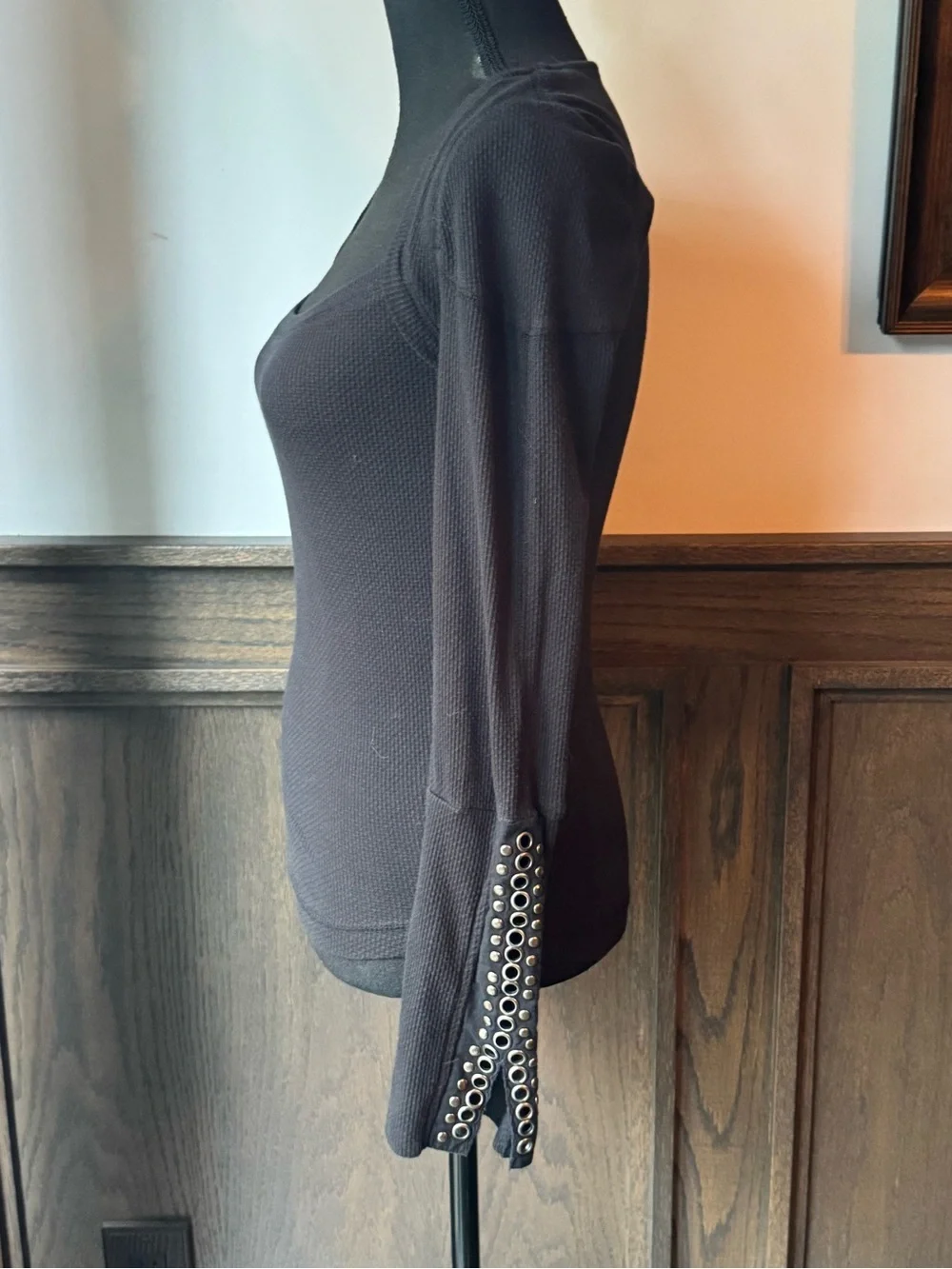 Free people a little unruly thermal long sleeve black metal medium